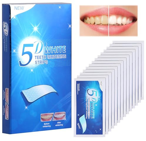 VMUTGA Strisce Sbiancanti Denti, 28 Sbiancante Denti Professionale, 14 Strisce Sbiancanti per Dent, Whitening Strips Rimozione Efficace delle Macchie Dentali