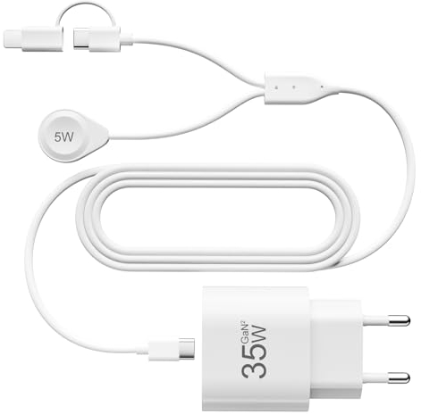 2024 3in1 Multi USB-C Schnell-Ladekabel(1.5M) für Apple Watch iPhone, 35W GaN Schnell-Ladegerät für Apple Watch Ultra/9/8/7(5W)+iPhone 16/15/14(27W)+Galaxy S24/S23(35W)+iPads[Reise Essentials]