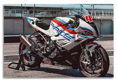 UNSGA Sportbike-Poster S1000RR weißes Rennmotorrad-Poster, dekorative Malerei, Leinwand, Wandposter und Kunstdruck, moderne Familienschlafzimmer-Dekoration, Poster, 30 x 45 cm
