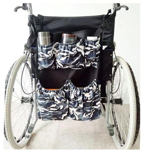 WSFZEG Rollstuhl Lagerung Rucksack, Universal Rollstuhl Armlehne Lagerung Hängende Tasche Lagerung Becher Wasserdicht 5 Verstaubare Taschen