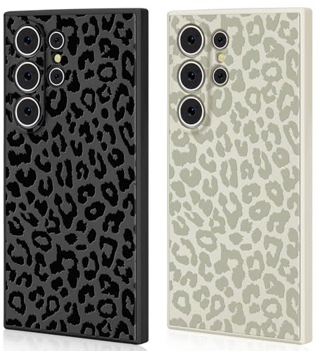 Ciciber Ttusy 2 Stück Hülle für Samsung Galaxy S22 Ultra Handyhülle Silikon mit Muster Leopard Matte Case Stoßfest Dünn Ästhetik Frauen Mädchen Weich TPU Schutzhülle Tasche für Samsung S22 Ultra