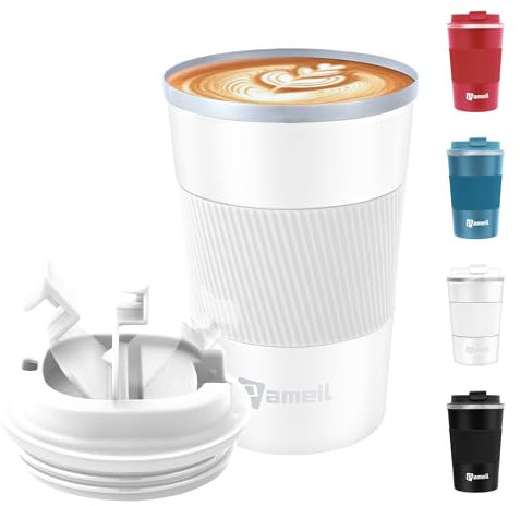 Pameil Tazza Termica Tazza Da Caffè Da Asporto Tazza Da Caffè Da Asporto In Acciaio Inossidabile Da 380 Ml Tazza Termica, Tazza Termica A Tenuta Di Vuoto Con Coperchio