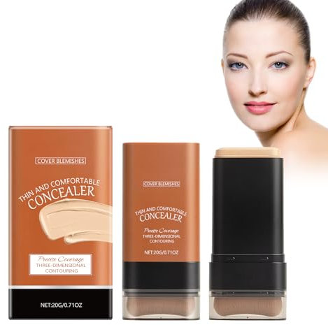 Fast Base Stick Foundation With Brush, Matte Fondotinta With Coverage Power, Easy to Apply (Ivory White) - Thin and Comfortable Concealer