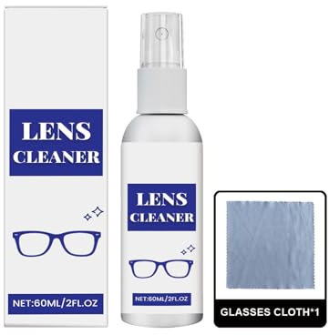 Lens Cleanser - Brillenreinigungsspray + Brillenputztücher - Brillenreinigungsgerät, Brillenreinigung - Reinigungs Kit - Reinigungsspray, Mikrofasertuch, 60ml (1)