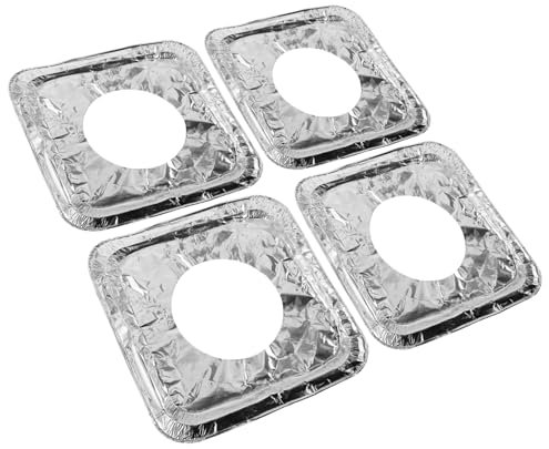 RORPOIR 10pcs Gas Range Drip Pans Aluminum Stove Burner Covers Thick Disposable Stove Top Foil Protectors 8.65 Inch Square for Kitchen Cleaning