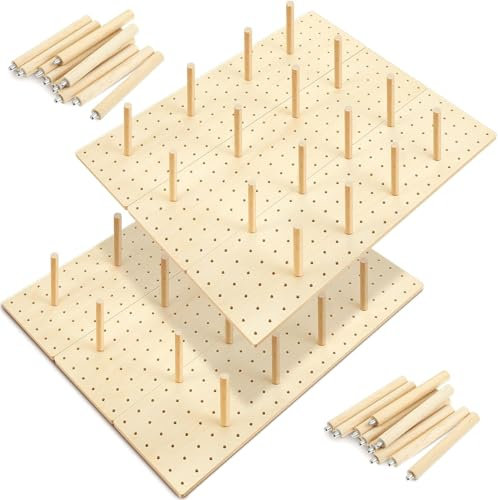 Ysislybin Organizador de Cajones de Tablero Perforado, Sistema de Tablero de Clavijas de Madera de 4 Piezas Con 32 Palos de Madera, Bandeja Organizadora de Platos de Madera Ajustable
