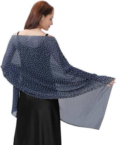 Ladiery Schal und Wraps für Abendkleider, Weicher Schiere Chiffon Funkelnden Strass Hochzeitschal formelle Schal Wraps für Frauen