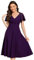 Ever-Pretty Vestito Donna Elegante con Maniche Corta e Scollo a V Midi Abito Cerimonia Donna Eleganti Elasticità Cocktail Viola Scuro 44