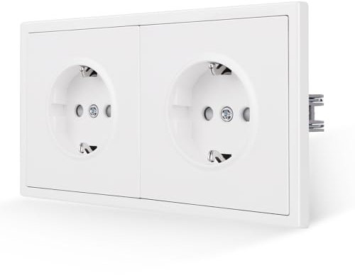 JIMEIDA Doppelsteckdose Weiß Matt Unterputz Glattes Hautgefühl mit Steckklemme 16Amp Schuko Steckdose Wandsteckdose