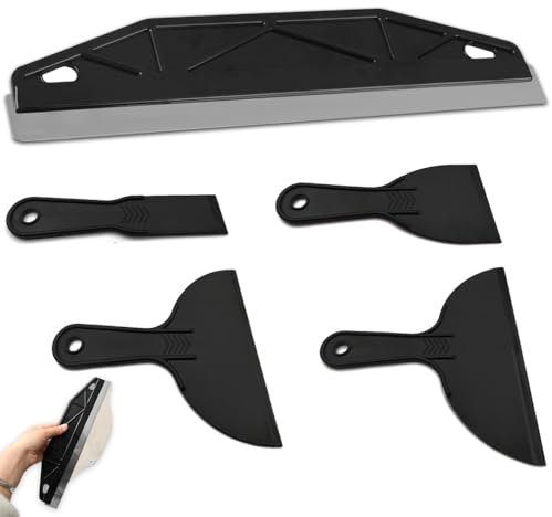 Paint Trim Guard, 12 Inch Stainless Steel Paint Shield with 4 Scrapers, Multi-Purpose Black Paint Edging Tool, Edge Painting Tool for Cutting in Paint Guide Measurement Trim