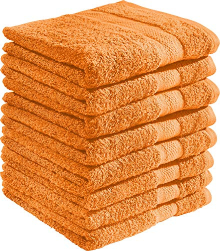 REDBEST Duschtuchset, Frottierset 8er-Pack Chicago orange Größe 70x140 cm - saugstark, strapazierfähig, ideal für Reisen, Sport (weitere Farben)