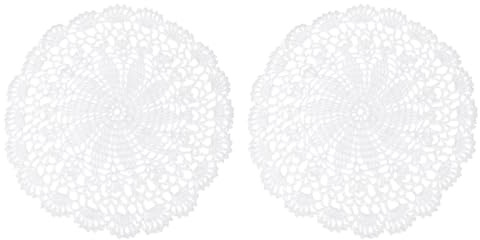 sourcing map Häkeldeckchen, 25,4 cm, handgefertigt, gehäkelt, Tischsets, runde Spitzendeckchen, Sternmuster, Baumwoll-Untersetzer für Hochzeit, Party, Dekoration, Weiß, 2 Stück