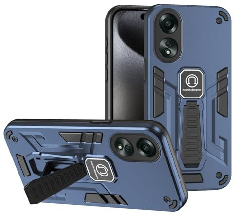 EITHNB Coque compatible avec le smartphone OPPO A58 4G avec béquille intégrée, de qualité militaire résistante aux chutes, coque de protection intégrale en caoutchouc TPU et polycarbonate rigide (bleu