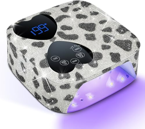 HUITINE - Cordless UV LED Nail Lamp, Rechargeable 80W UV Gel Nail Light with 5 Timers and Mirror Base, Professional Gel Light Dryer, Diamond Curing Lamp