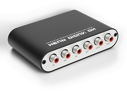 LICAEVEY 5.1Ch DTS AC-3 Audio Decoder Converter-Digital Optisch/Koax Zum Analogen Ausgang für HDTV, Blu-ray, DVD, Heimkinosystem (Host + USB + Faser -Optik)