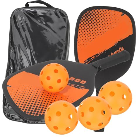 Hemobllo Juego De Raquetas De Pickleball 2 Palas 4 Pelotas Y Bolsa De Almacenamiento Mango Antideslizante Ligero Y Portátil para Niños Y Adultos Juegos Interactivos Al Aire Libre