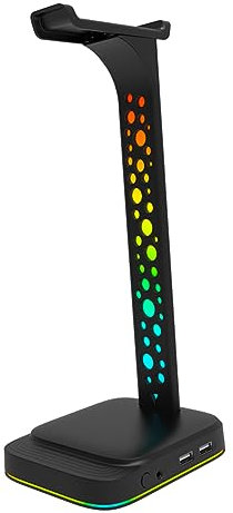 iplusmile Soporte para Auriculares LED RGB con Hub USB Base Antideslizante para Gaming y Almacenamiento de Auriculares Compatible con PC y Portátiles