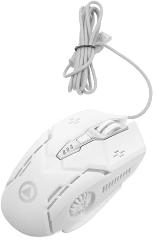 Operitacx Souris Filaire Blanche Silencieuse pour Ordinateur Portable Souris de Jeu USB avec Six Boutons Lumineux Clic Discret pour Gaming et Travail