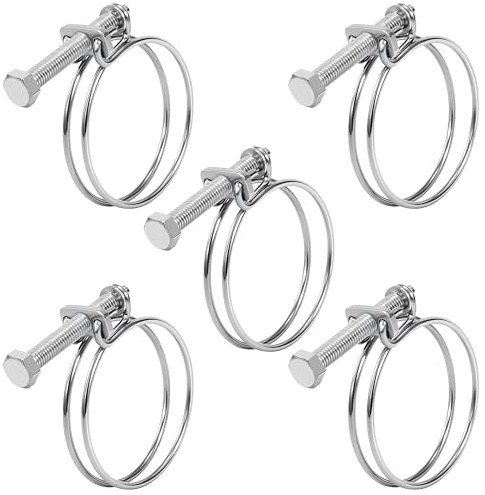 Songella Colliers de Serrage à Double Fil 28-32mm Colliers de Serrage en Acier Inoxydable 304 Réglable pour Tuyau d'Eau Tuyau Automobile 5 Pièces