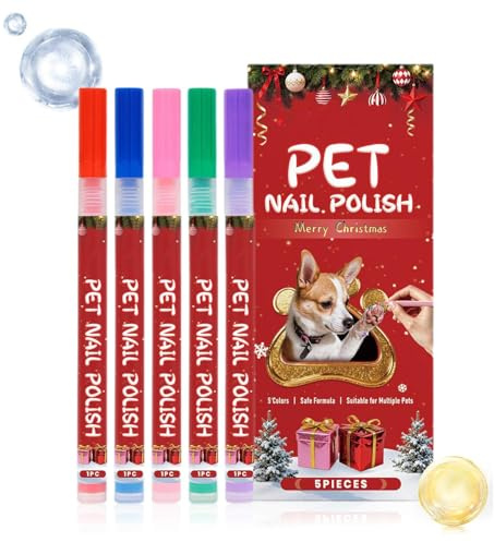 Safe Nail for Dogs - 5 Piece Nail Pens, Dog Safe Nail Set | Puppy Safee Nail Polishes | For Small Kittens Large Size P