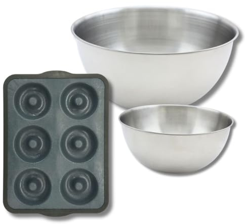 Zenker Set pâtisserie plaque silicone 36 cm, 2 bols inox et spatule | Cuisson bien cadrée, Format 36 x 26 cm, Bols 25 et 20,5 cm, Spatule 25 cm, Lave-vaisselle, Moule à gâteaux, Verre