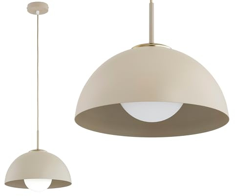 KAR LIGHTING Pendellampe 1-flammig Beige – Cosmo Ecru Kaschmir Hängeleuchte aus Metall & Glas – E27 Lampe für Küche oder Esszimmer – LED geeignet
