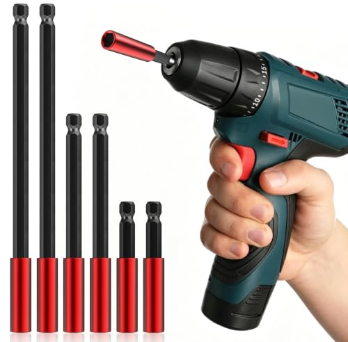 1/4 Bithalter Magnetisch 60/100/150mm Bit Verlängerung Magnetisch 6 Stück | Magnetischer Bithalter 2 Stück pro Größe, Sechskantschaft Bit Halterung Magnetisch für Akkuschrauber & Akku-Schlagschrauber