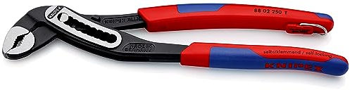 Knipex Alligator® Pince multiprise noire atramentisée, avec gaines bi-matière minces, avec œillet de fixation intégré pour fixation d’un dispositif antichute 250 mm (carte LS/blister) 88 02 250 T BK