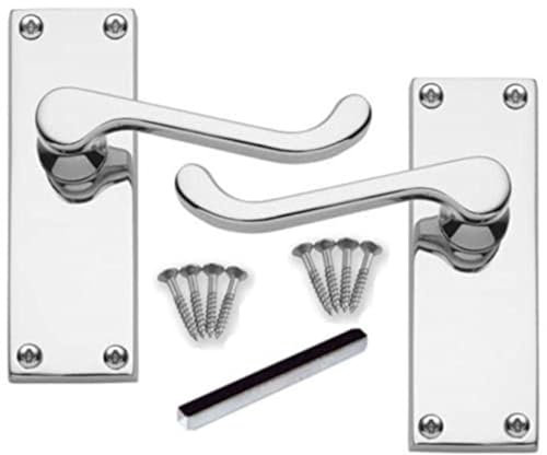 DISCOUNT HARDWARE UK Door Handles, Door Handles Internal for Interior Doors, Internal Door Handle Sets - Victorian Scroll Polished Chrome Lever Door Latch Handles - Chrome Door Handles (1Pair)
