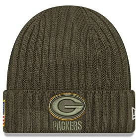 New Era Green Bay Packers NFL 2018 Salute to Service Olive Beanie - One-Size