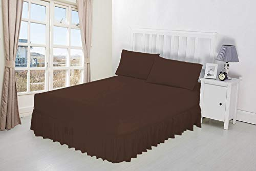Luxury Percale Frilled Valance Fitted Sheets 14 Colours in, Single, Double, King, Super King (Super King, Chocolate)