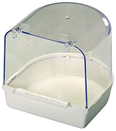 Moondown Farm Cage Bird Bath White Plastic for Finch, Canary, Budgie