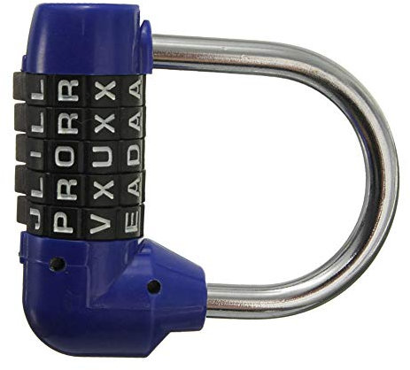 ZHOUBA Verrou de sécurité 5 lettres code mot de passe mot de passe bagage cadenas bleu