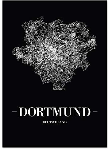 JUNIWORDS Stadtposter - Wähle Deine Stadt - Dortmund - 21 x 30 cm Poster - Schrift A - Schwarz