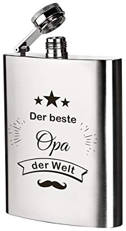 polar-effekt Edelstahl Flachmann mit Gravur | Der Beste Opa der Welt | Schnapsflasche 200 ml - Geburtstagsgeschenk, Vatertag