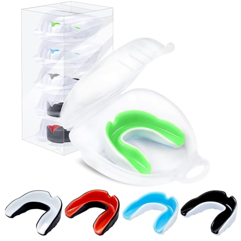 MENOLY 5 Packs Kids Mouth Guard - BPA Free Toddler Mouth Guard for Boys Girls with Portable Case, Mouth Guard Football for Boxing, Basketball, Lacrosse, MMA, Hockey, Wrestling, Soccer