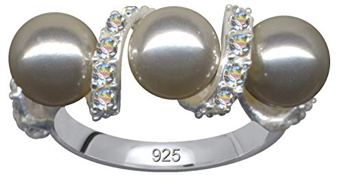RING mit Perlen/Echt Silber 925 / Jugendstil/Online Schmuck Shop preiswert kaufen/Glaube Hoffnung Emotion Symbol Motiv Stil Objekt extravagant gut schön modisch weiss klar