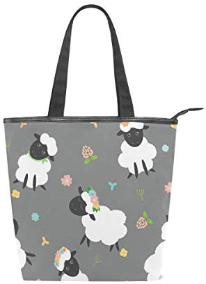 WowPrint S¨¹?es Tier-Schaf-Handtasche aus Segeltuch, wiederverwendbar, Schultertasche f¨¹r Schule, Arbeit, Reisen, Einkaufen, Strand