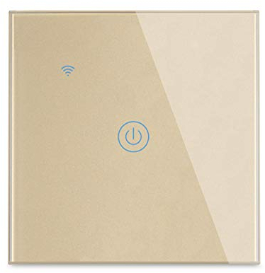 Yagusmart WiFi Smart Wall Light Switch, No Neutral Wire Required, No Hub Required, Compatible with Alexa and Google Home, APP Remote Control, Timing Function, Voice Control(1 gang-gold)