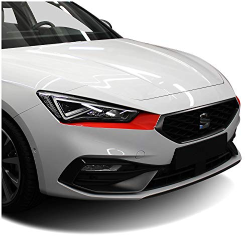 Finest Folia Folien Set Scheinwerfermaske Scheinwerfer Einleger Maske Fahrzeug Front Dekor Aufkleber Passgenau Selbstklebend Auto Kfz Zubehör D022 (970 RA Rot)