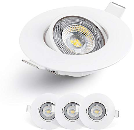 EMOS Spot LED Encastrable 230V, 5W / 450lm, 50° Orientable, Plafonnier LED encastré, blanc froid 6500K, Lot de 3 Spots de plafond pour l'intérieur, extra plat, ronde, Couleur blanc