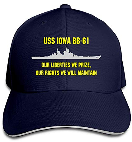 Hdadwy USS Iowa Bb61 Baseball Cap Verstellbare Sandwich Cap Navy Unisex Erwachsene Baseballcap