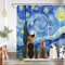 QWRSMYX Get Orange Van Gogh Rideau de douche en tissu avec crochet Motif nuit étoilée 178 x 178 cm Bleu 1