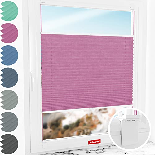 Schuette® Plissee ohne Bohren zum Kleben ● Melange Kollektion: Magic Pink (Rosa) ● 125x230cm (Breite x Höhe) ● Suprafix Faltrollo Klebehalterung ● Bequeme Rollo Montage inkl. Video