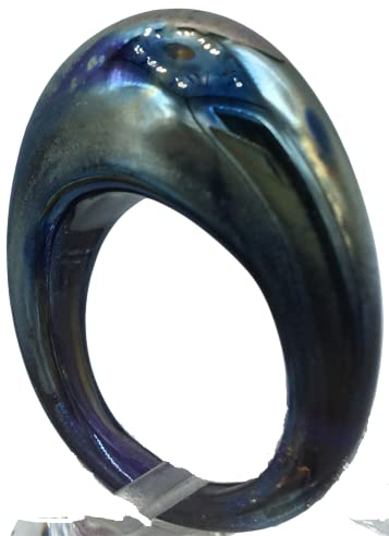 Antica Murrina BAGUE EN VERRE DE MURANO VENISE, Verre, Couleur : noir iris