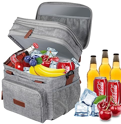 YUNISS 15L Kühltasche Klein Faltbar Picknicktasche Lunchtasche Thermotasche Isoliertasche für Outdoor Reisen Barbecue Schule Büro, Grau
