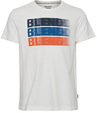 Blend 20715045 Tee Herren T-Shirt Kurzarm Shirt mit Print Rundhals-Ausschnitt Frontprint hochwertige Baumwoll-Qualität, Größe:2XL, Farbe:Snow White (110602)