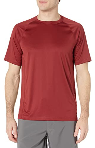 Amazon Essentials Men's UV Rash Vest UPF 50+ Short Sleeve Quick-Dry Swim Shirt, Brick Red, S