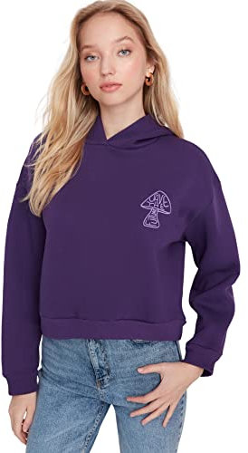 Trendyol Hood Plain Regular Sweatshirt Maglia di Tuta, Viola, XS Donna