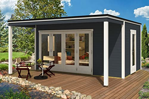 Abri de Jardin Design Cubus-Avant 44 ISO en Bois de la Marque Carlsson | abri de Jardin et de Loisirs | Chalet de Jardin | Rectangle, Construction en Panneaux préfabriqués, cabane de Jardin, Toit